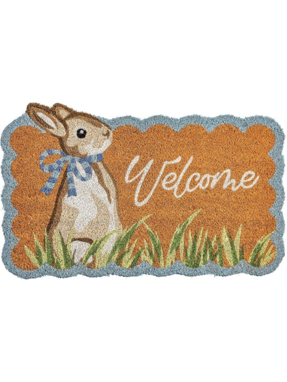 Easter Bunny Welcome Scalloped Doormat | Cute Spring Home Decor Accent
